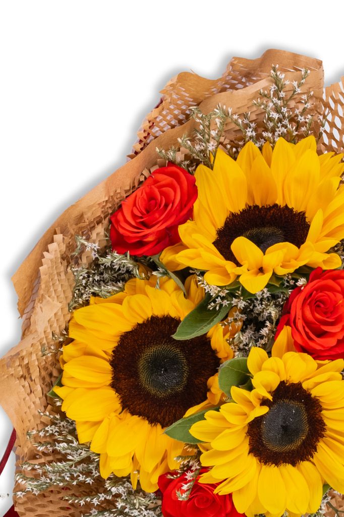 Bouquet di rose e girasoli - immagine 4